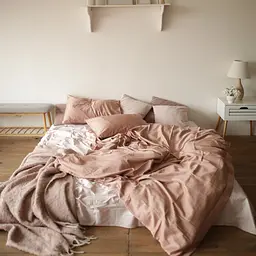 Комплект постільної білизни двоспальний 180 x 220 см SARRA Сатин Peach Персиковий