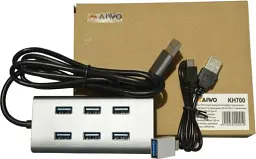 Хаб USB Maiwo KH700, Grey, USB 3.0 - 7xUSB 3.0, кабель 1 м, алюмінієвий корпус - мініатюра 4
