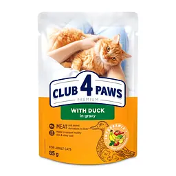 Влажный корм для котов Club 4 Paws с уткой в соусе 85 г B5621501