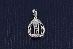 Кулон Xuping Jewelry крапля з грецьким візерунком 2 см сріблястий