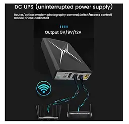 UPS ДБЖ безперебійне живлення для роутера, термінала ONU 9V/12V Voltronic DCP018W 10400mAh - мініатюра 3