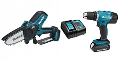 Пила ланцюгова акумуляторна Makita DUC101Z з шурупокрутом Makita DDF453SYX5 (10 см, 8 м/с, 320 Вт, BL, LXT)