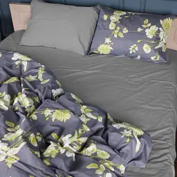 Підковдра MirSon Сатин 22-1387 Gray Flowers 110х140 см (2200010473162) - мініатюра 4