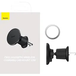 Автотримач із бездротовою зарядкою Baseus CW01 Magnetic Wireless 15W Black (C40141001111-00) [143780] - мініатюра 8