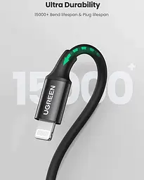 Кабель Ugreen USB 2.0 Type-C M-Lightning M, 2 м, 3A, Nickel Plating ABS Shell Чорний, US171 - мініатюра 3