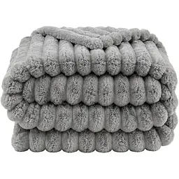 М'який двосторонній плюшевий хутряний плед Solve сірий 200 x 230 см (KT9001025)