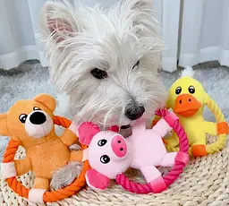 М’яка іграшка для собак з канатом Derby Squeaky&Funny Animal - мініатюра 5