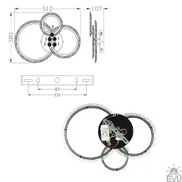 Смарт люстра керована світлодіодна TRIO 3R 70 Вт Чорна ESLLSE - мініатюра 7