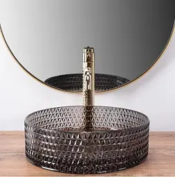 Умивальник Rea Cristal 35,5x35,5 black (REA-U9671), Структурна - мініатюра 3