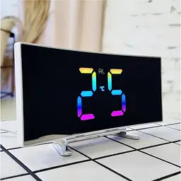 Годинник настільний з термометром нічник c RGB підсвічуванням електронний дзеркальний LED годинник з будильником