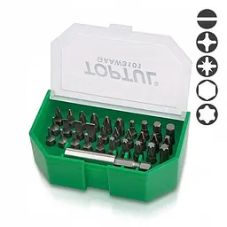 Набір біт для шурупокрута 31 од. TOPTUL 1/4" SL;PH;PZ;TORX;HEX + магнітний тримач GAAW3101