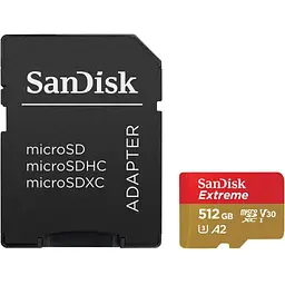 Карта пам'яті SanDisk 512GB microSD class 10 UHS-I U3 V30 Extreme (SDSQXAV-512G-GN6MA)