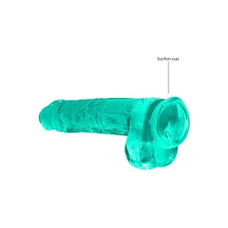 Фалоімітатор RealRock Crystal Clear 9", 25 см (зелений) - мініатюра 3