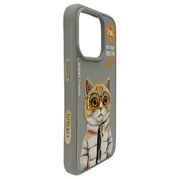 Чохол Nimmy 3D Matal Buttons Apple iPhone 15 Cat Grey - мініатюра 3