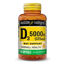 Вітаміни та мінерали Mason Natural Vitamin D3 5000 IU, 100 капсул