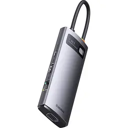 Хаб Baseus Metal Gleam Series 7-in-1 Type-CHUB Type-CtoHDXiaomi* 1+USB3.0*3+PD*1+VGA* 1+RJ45* 1 WKWG040013 Grey - мініатюра 2