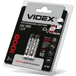 Акумулятор Videx R03 1000mAh (передзаряд) BLI 2
