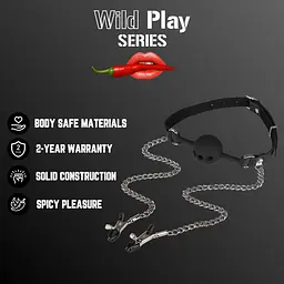 Набір БДСМ - Erospace Wild Play Mouth Gag With Nipple Clamps C15 - мініатюра 2