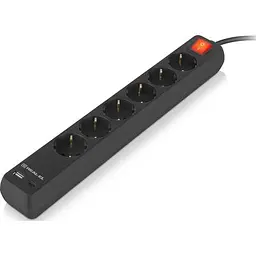 Мережевий фільтр живлення REAL-EL RS-PROTECT 605 3m, black (EL122300041) - мініатюра 2