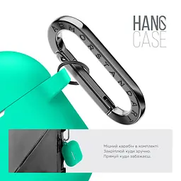 Силіконовий чохол для навушників Apple AirPods Pro, Hang Case, зелений, ультратонкий захисний кейс товщиною 2 мм, захист від подряпин, пилу та ударів, компактний, з карабіном для кріплення, ArmorStandart (ARM56102) - мініатюра 4