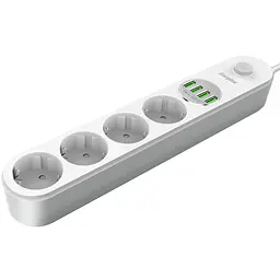 Power filtr 2.0м Energizer 4 розетки, 4xUSB 3.4A, з заземленням білий - мініатюра 3