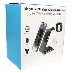 Зарядна станція 3IN1 M01 MagSafe Ultra-Thin (iPhone, iWatch, AirPods) 15W Original чорний - мініатюра 2