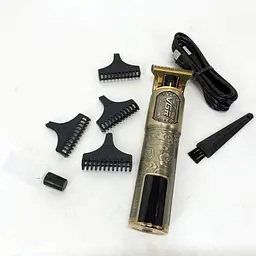 Машинка для стрижки волосся V-073 акумуляторний бездротовий триммер для бороди та вусів 4 насадки 5 Вт Бронза - мініатюра 7