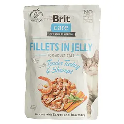 Беззерновий вологий корм для котів Brit Care Cat pouch ніжна індичка з креветками в желе 85 г - мініатюра 2