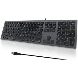 B.FRIENDIT Тонка провідна клавіатура USB - UK Layout Soft Touch та Silent Key, сумісна з Apple iMac, Macbook, Mac та PC