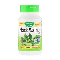 Травы Nature's Way Черный Орех, Black Walnut, Hulls, 500 мг, 100 Капсул (NWY-10600)