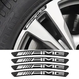Емблема обода колеса Mercedes-Benz AMG 4шт Алюміній наклейка на диски на скотчі Чорні - мініатюра 2