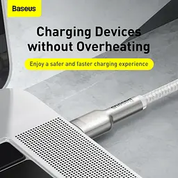 Кабель Baseus Cafule Metal USB-C to USB-C 100W 2m White (CATJK-D02) [71409] - мініатюра 9