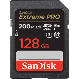 SanDisk 128GB SDXC C10 UHS-I U3 R200/W90MB/s Extreme Pro V30 (SDSDXXD-128G-GN...
