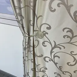 Жакардові штори бежевого кольору з вензелем на тасьмі 2шт. 150х270 ALBO pbe0052397 - мініатюра 4