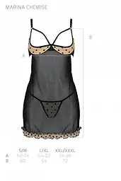 Еротичний пеньюар Passion MARINA CHEMISE, L/XL, beige - мініатюра 5