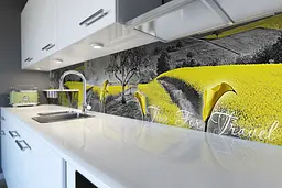 Кухонний фартух Жовті поля вінілова наклейка ПВХ квіти природа Сірий 60х200 см Happy Pocket Z180701 - мініатюра 6