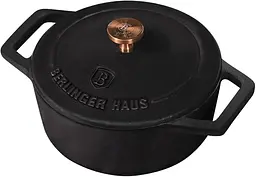 Порційна чавунна кастрюля 12 см 0,55 л Berlinger Haus Black Royal Collection (BH-6490)