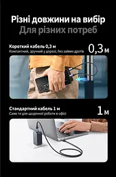 Кабель UGREEN L705 USB-C - USB-C USB4 40 Гбіт/с PD 240 Вт 1 м чорний (65175) - мініатюра 15