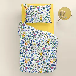 Дитяча постільна білизна в ліжечко FAIRY FLOWERS, синій (FlowersLoveMothColor_99Summer_140) - мініатюра 2