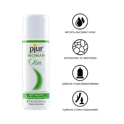 Лубрикант на водній основі Pjur Woman Aloe з екстрактом алое, зволожувальний, без парабенів, 30 мл - мініатюра 2