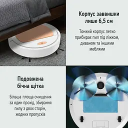 Акумуляторний робот пилосос 3в1 з вологим прибиранням / Пилосос для вологого та сухого прибирання LY-1248 1200 mAh - мініатюра 5