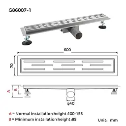 Душовий канал Gappo G86007-1 70x600 мм нержавіюча сталь - мініатюра 7