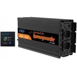 Інвертор перетворювач напруги Edecoa Spannungswandler 12-230v 2500/5000w чистий синус (пульт дистанційного керування) - мініатюра 2