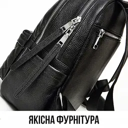 Жіночий шкіряний рюкзак з натуральної шкіри міський 30х23х12 чорний - мініатюра 10