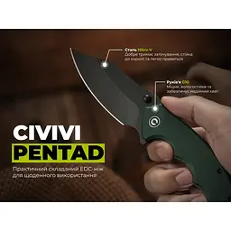 Ніж складаний туристичний Civivi Pentad (8.8 см) Nitro-V / G10 зелений - мініатюра 12