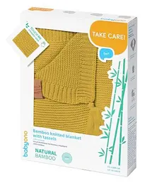 Уцінка. Дитяча ковдра BabyOno бамбукове з бахромою 100х75 см жовта (546/03) - мініатюра 2