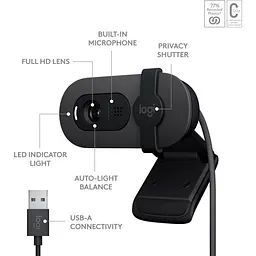 Веб-камера Logitech BRIO 100 GRAPHITE (960-001585) - мініатюра 2