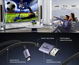 Видеокабель UGREEN HD164 Micro HDMI - HDMI 2.1 8K 60 Гц 2 м чёрно-серый (15517) - миниатюра 6
