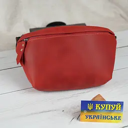 Жіноча шкіряна сумка на пояс бананка GS червона (РОБ 001 кр) 26 см