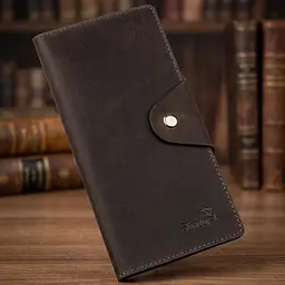 Гаманець вертикальний із вінтажної шкіри на кнопках SHVIGEL 16180 коричневий
